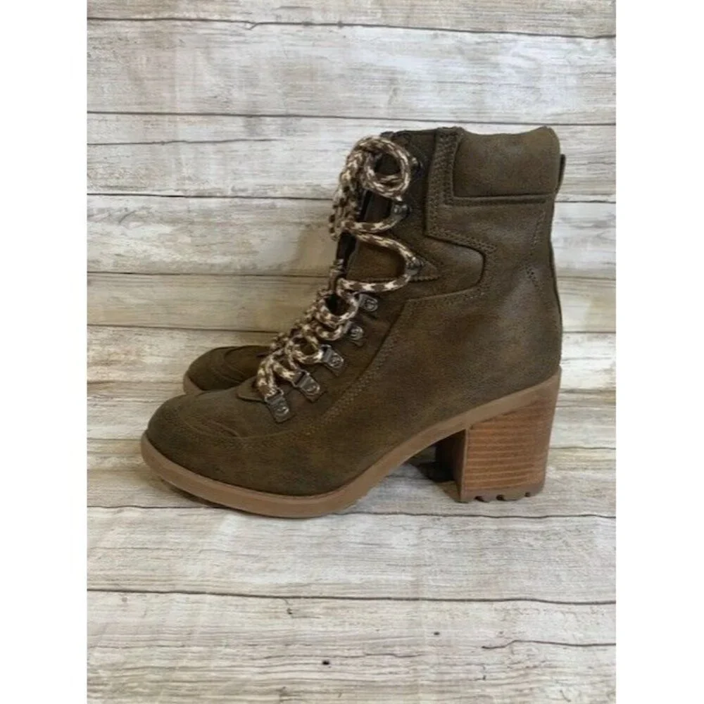Carlos Santana Ardent Brown Lace-Up Booties Size 9.5M Side‎ Zipper